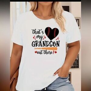 NWOT Plus Size White Short Sleeve Graphic Tee Shirt Grandson Baseball -22/3XL